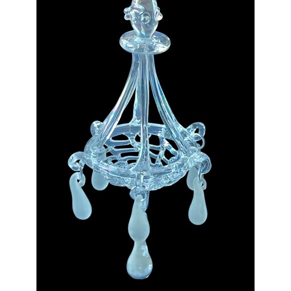 Spun Glass Chandelier & Penguin Ornaments Set of 2 - Picture 1 of 8